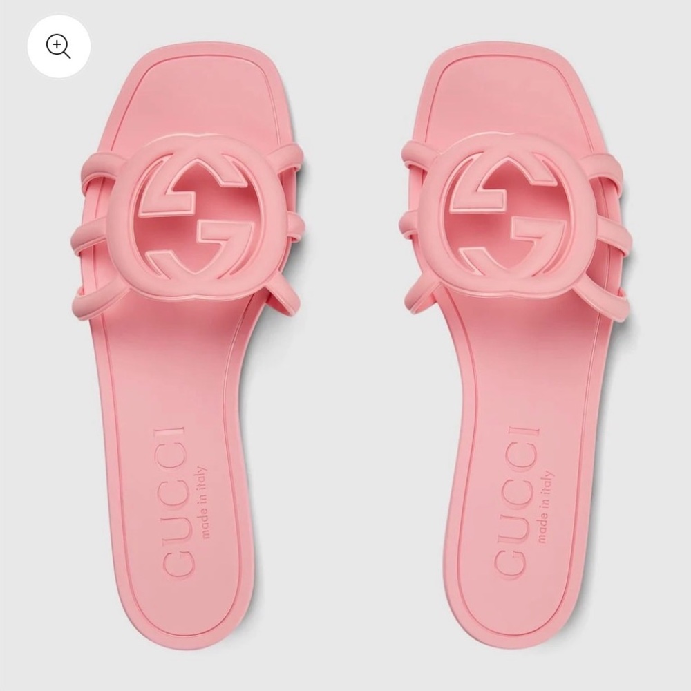 GUCCI Interlocking GG Rubber Slides Pink 40, size 9/9.5